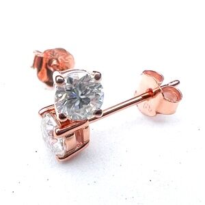 Certified Moissanite Stud Earrings 14K Rose Gold Vermeil  , Top Grade D VVS